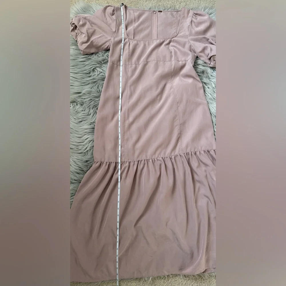 FREE PEOPLE Jordan Puff Short Sleeve Ruffle Hem Midi Dress Size XS